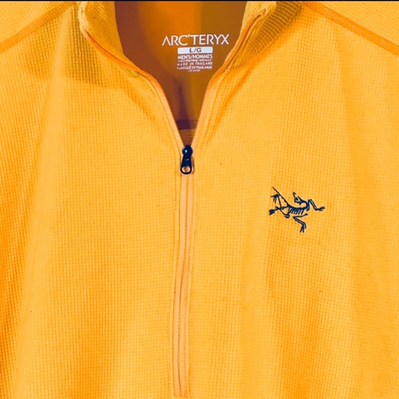 ARCTERYX MENS LARGE DELTA 1/4 ZIP NECK LW FLEECE PULLOVER BASELAYER 
NWOT YELLOW - Picture 5 of 13
